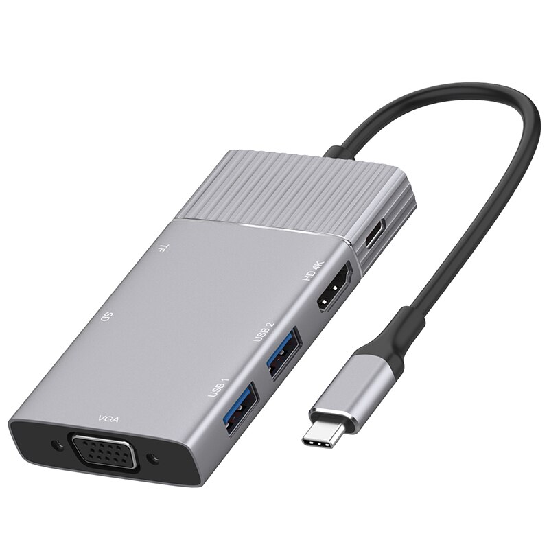 Usbc till hdmi 4k vga 2 usb 3.0 sd tf kortläsare hub 3.5mm o port pd laddningsdocka konverterare för galaxy  s8 s9