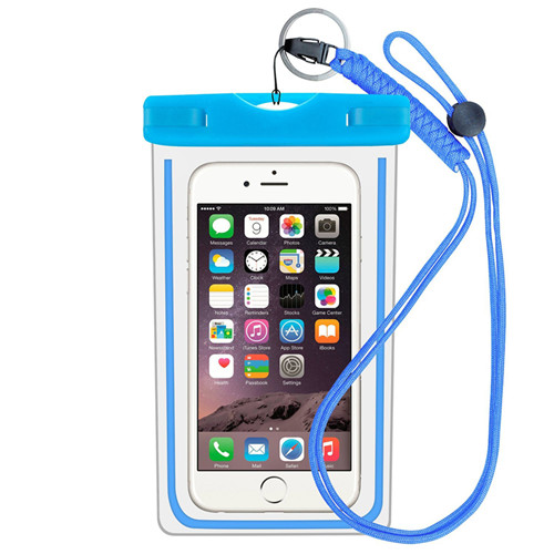Vandtæt telefonafdækningstaske vandtæt strandtaske udendørs raftingpose uigennemtrængelig svømning er vandtæt uigennemtrængelig bolsos: Blå