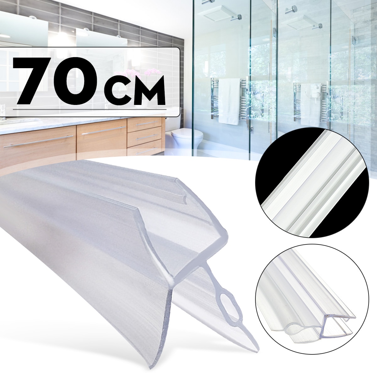 4-6mm Douche Scherm Water Seal Strip Bar Gebogen Platte Glas Bad Deur tot 17mm Hiaten