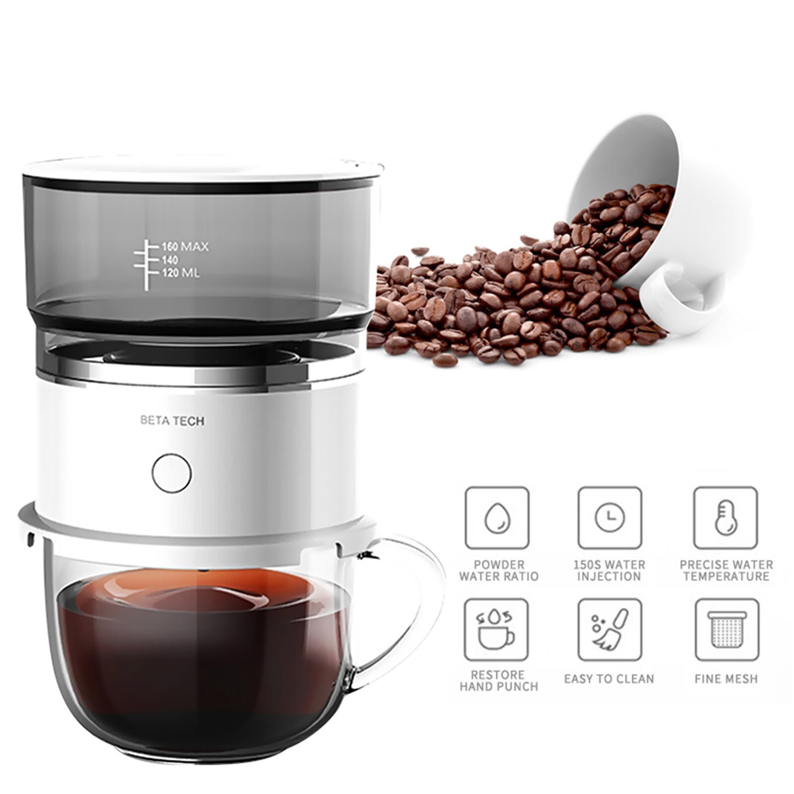 Portable Coffee Machine Automatic Battery Hand Drip Coffee Maker Machine Coffee Powder Companion Cafetera Espresso Machine Home