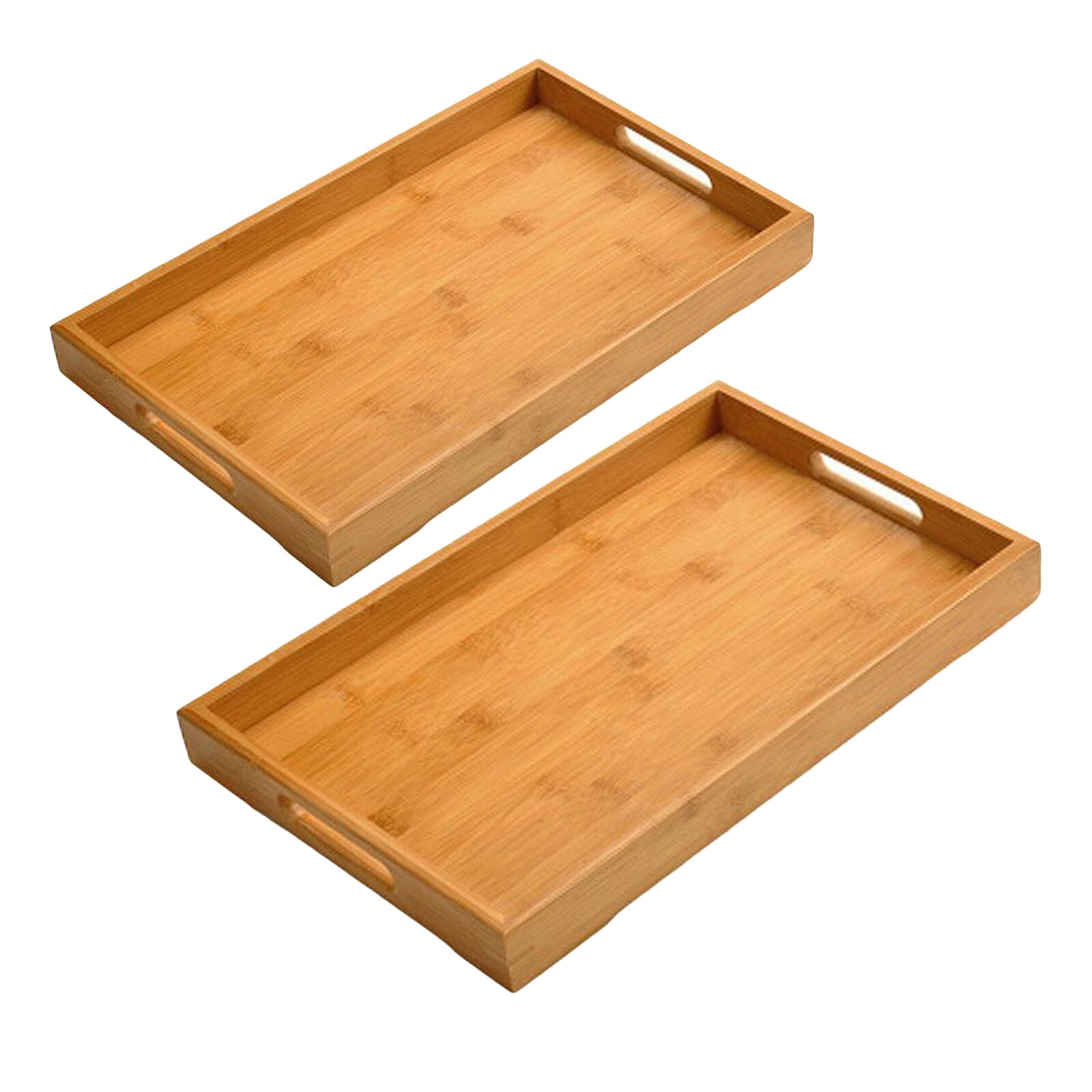 Bamboo Trays with Handle-Rustic Wood Trays -Organizer Compartment for Groceries,