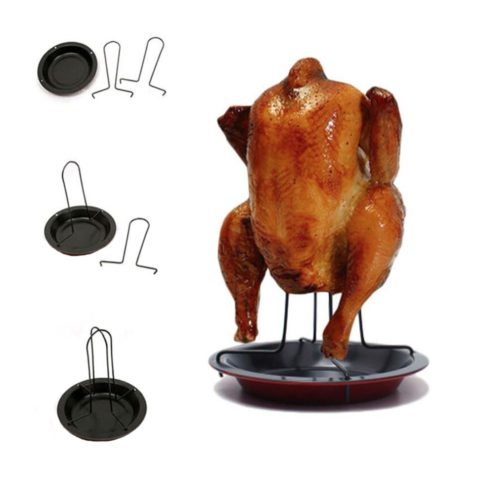 Support de poulet rôti Durable, support de rôtissoire vertical en acier inoxydable antiadhésif en carbone, support de Barbecue, outil de rôtissage