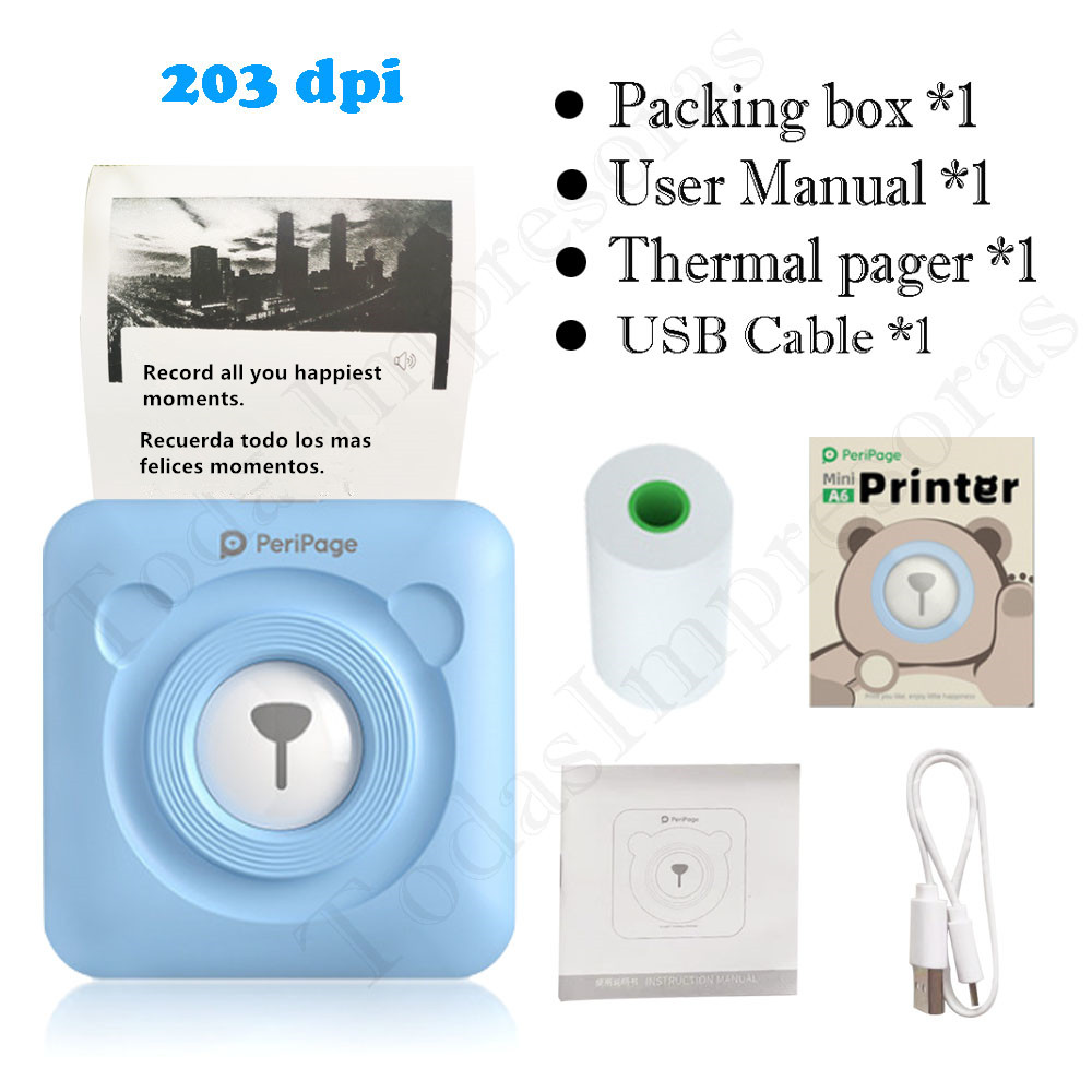 PeriPage Red Ink-free Portable Thermal Photo Printer Mini Label Printer Mobile Android iOS Phone 2&#39;&#39; Pocket Bluetooth A6 Papeles