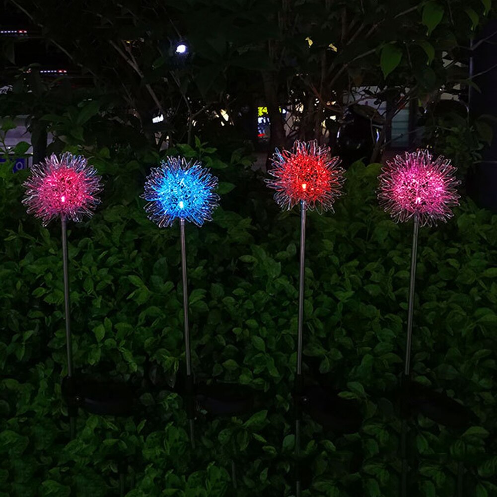 2pcs Solar Bollard Light Led Solar Stick Lights LED Solar Dandelion Ground Light Floor Garden Landscape Lamp for Yard Patio