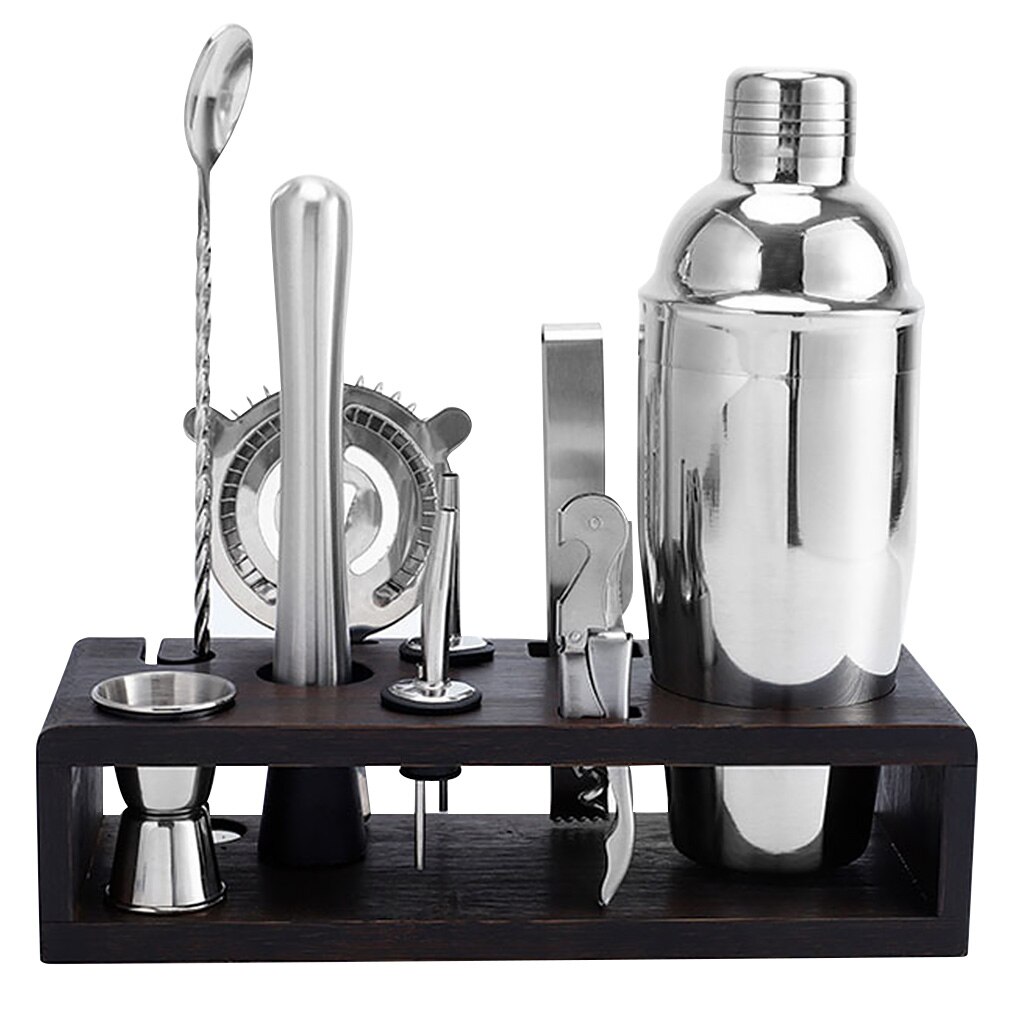 550ML/750ML Storage Stand Stainless Steel Cocktail Shaker Mixer Wine Martini Boston Shaker For Bartender Drink Party Bar Tools: 12p Tool with stand