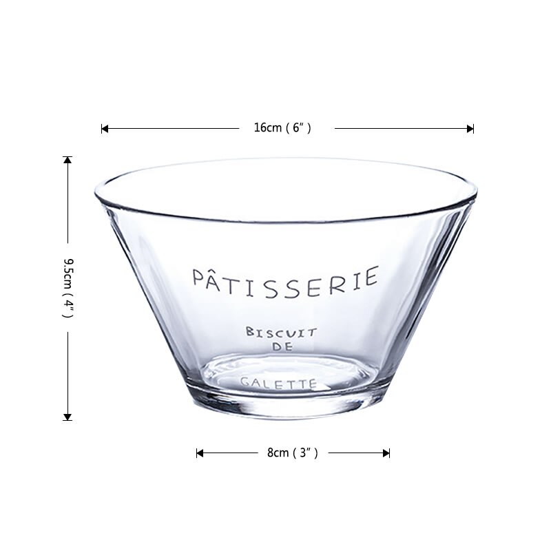 Glass salatbolle stor blandeskål frukt grønnsak display tallerken snack dessert glass bolle for hjemmefest middagsservise