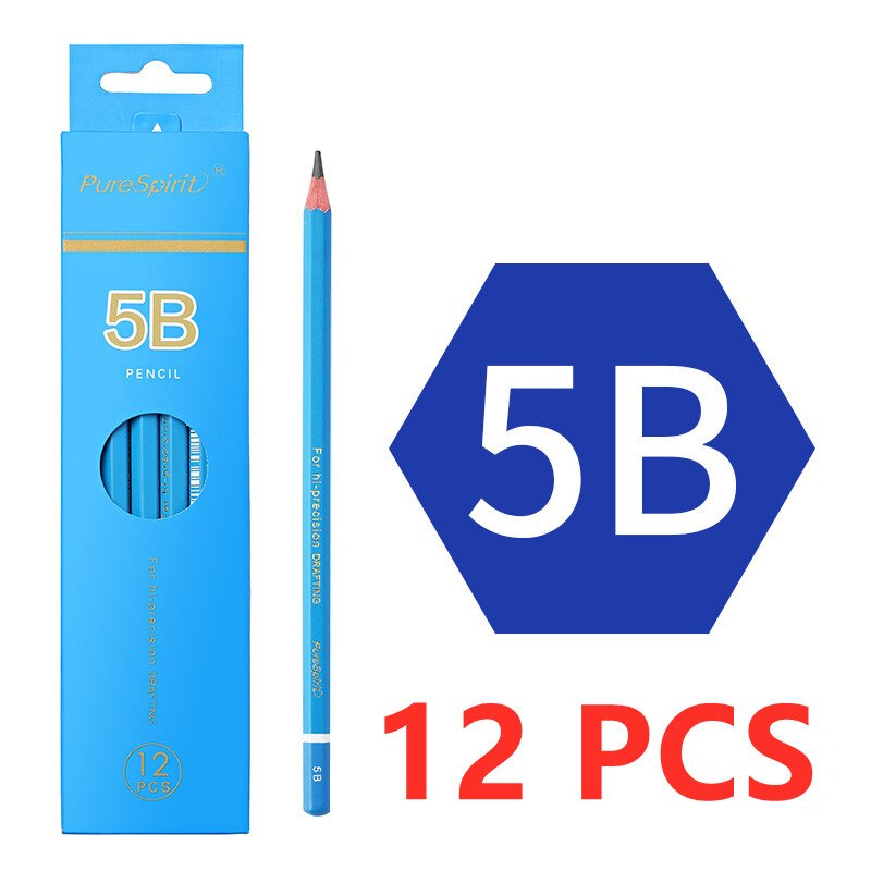 12 pcs/box pencil 2B to 14B Full range of art pencils student painting pen sketch pen wooden charcoal pencil: A10