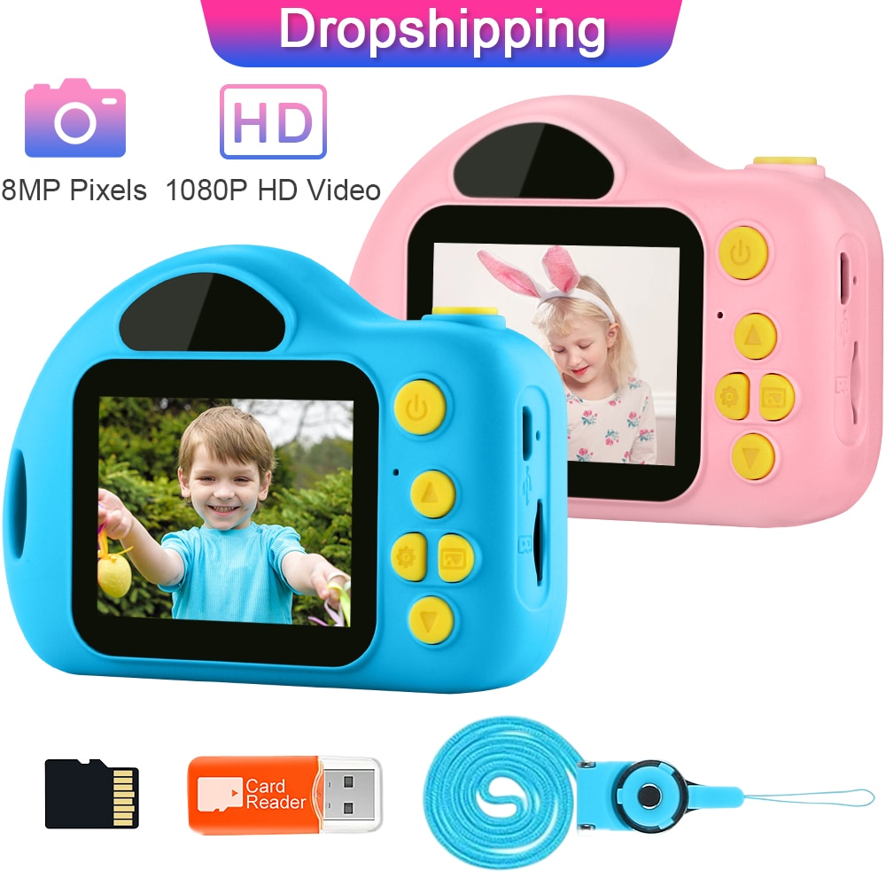Børns børns legetøjskamera undervisningslegetøj til drengepiges legetøj baby fødselsdag 8mp digitalt kamera 1080p videokamera