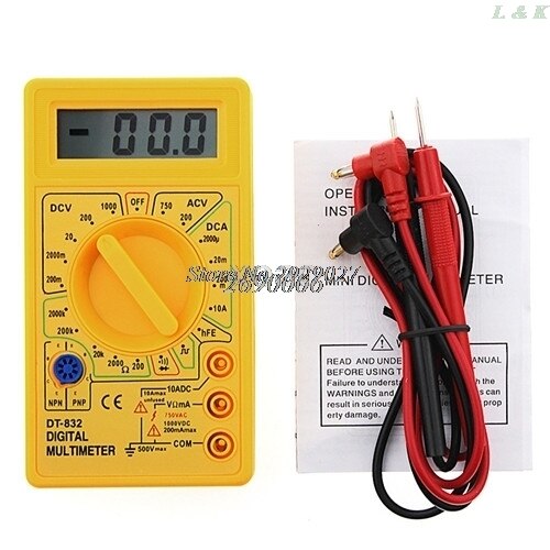 Professionele DT832 Digitale Multimeter Lcd Dc Ac Voltmeter Ampèremeter Ohm Tester APR27_30 M10: Geel