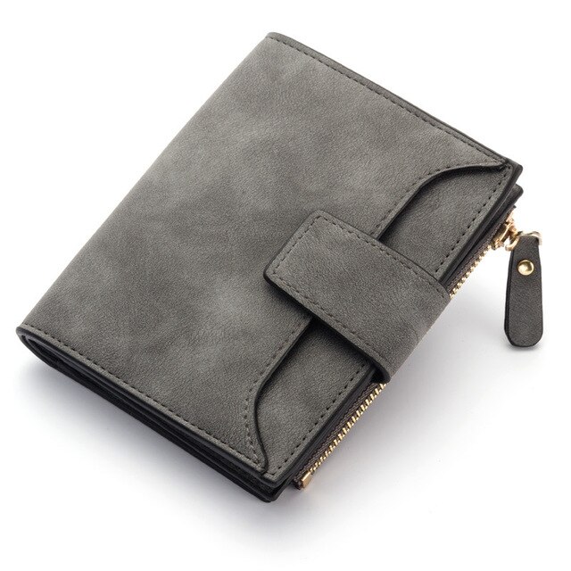 Women Wallet Hasp Small and Slim Coin Pocket Leather Purse Women Wallets Cards Holders Luxury Brand Wallets Purse: dark gray