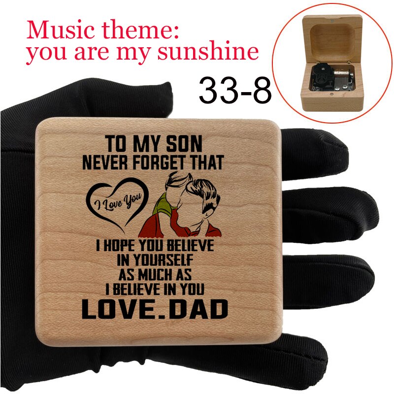 You are my sunshine music box wind up mechanical love quotes print wood dad birthday party family for wife Son Daughter