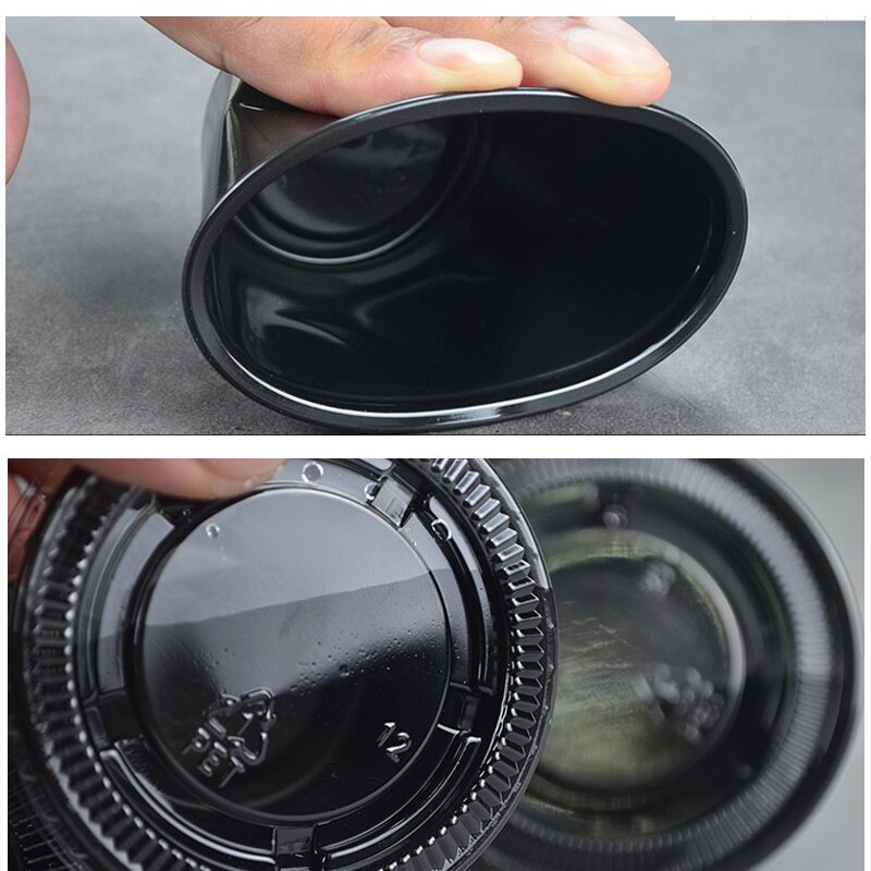 Black disposable sauce cup with lid Salad Ketchup container Snack bar takeaway supermarket tasting essential.
