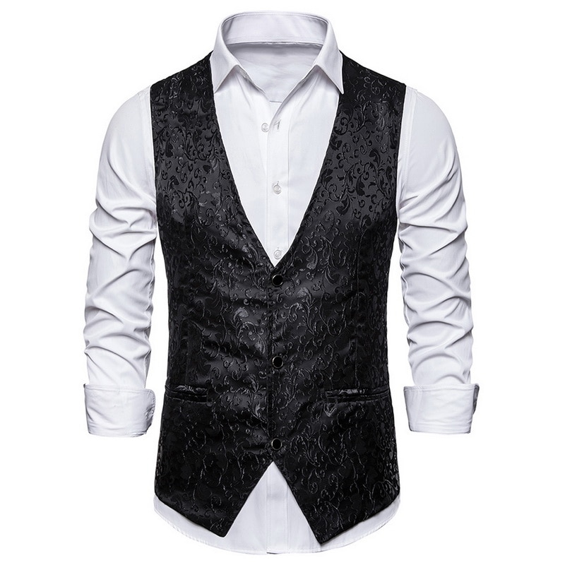 hommes imprimé fleuri Blazer gilet Steampunk Vintage Costume gilet homme gilet fête de mariage Shinny scène Costume automne