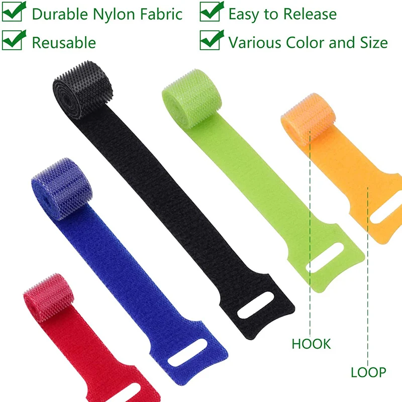 20 Stuks 15/20 Cm Herbruikbare Nylon T-Vormige Klittenband CableTie Zelfklevende Kabelbinder Fastener Tape voor Kabel Management Tape
