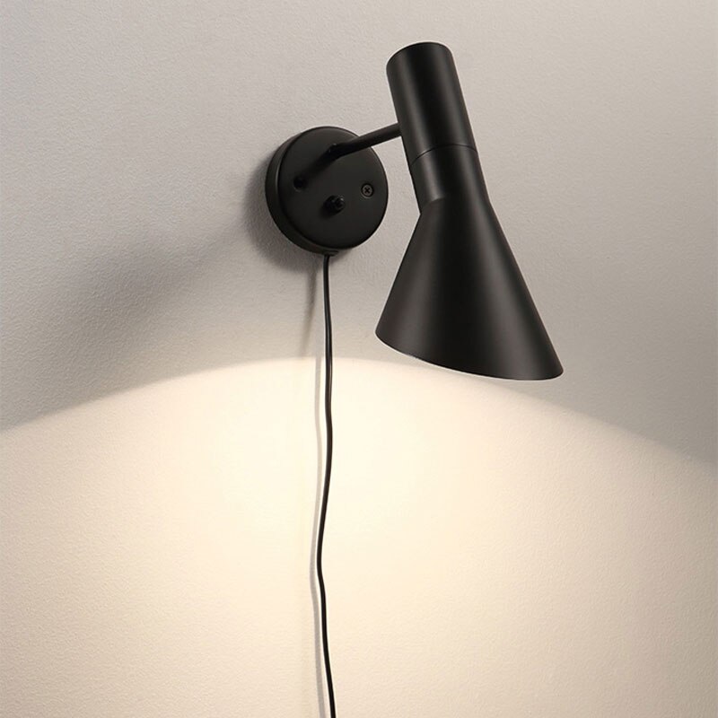 Horsten Modern Sconce Lighting Wall Mounted Bedside Reading Light Arne Jacobsen Wall lights AJ Wall Lamp Home Lighting: Black - With wire / Big Size- L32cm