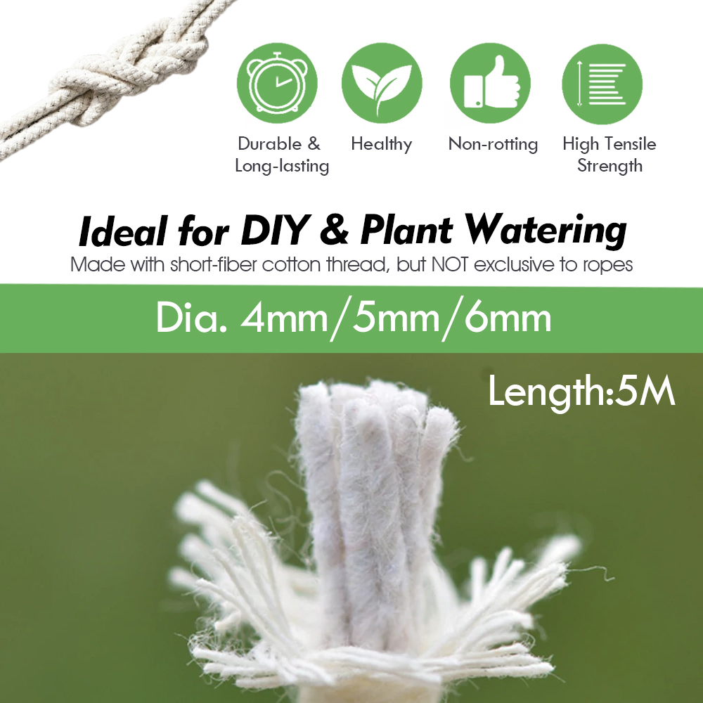 /6mm selbst bewässernde Baumwolle Docht Schnur Topfpflanze Sämlinge Blumentopf DIY automatische Bewässerung Tropf Garten Bewässerungs System
