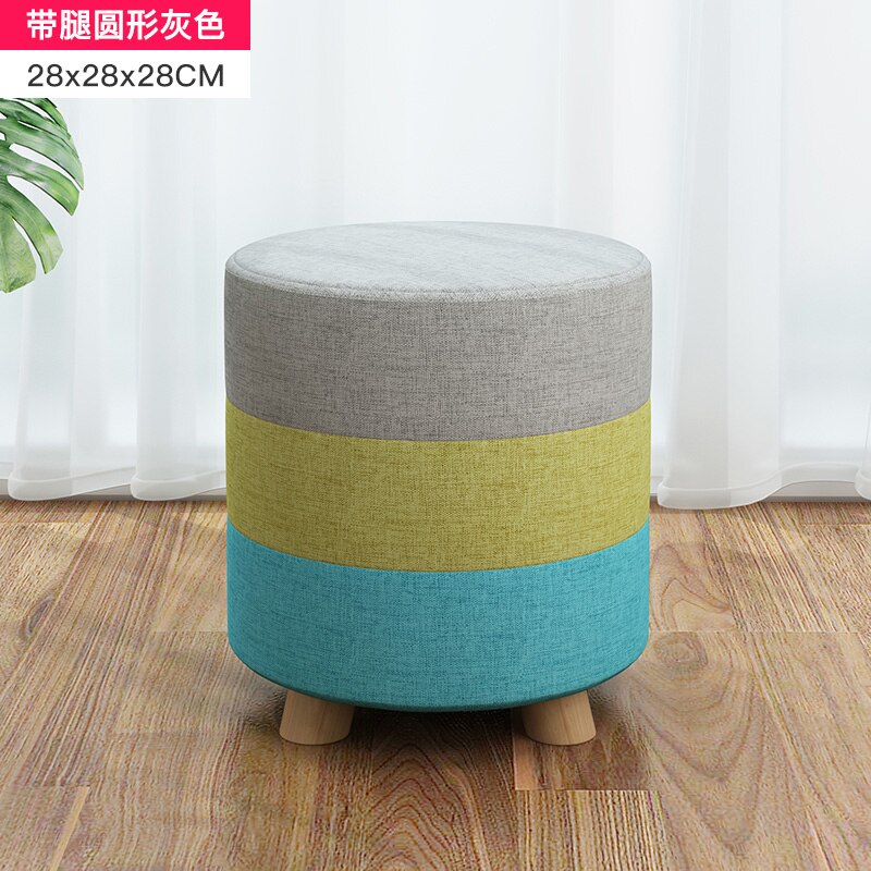 Tissus tabouret rond en bois maison adulte enfants canapé petite chaise basse poufs moderne changement chaussures banc: 3