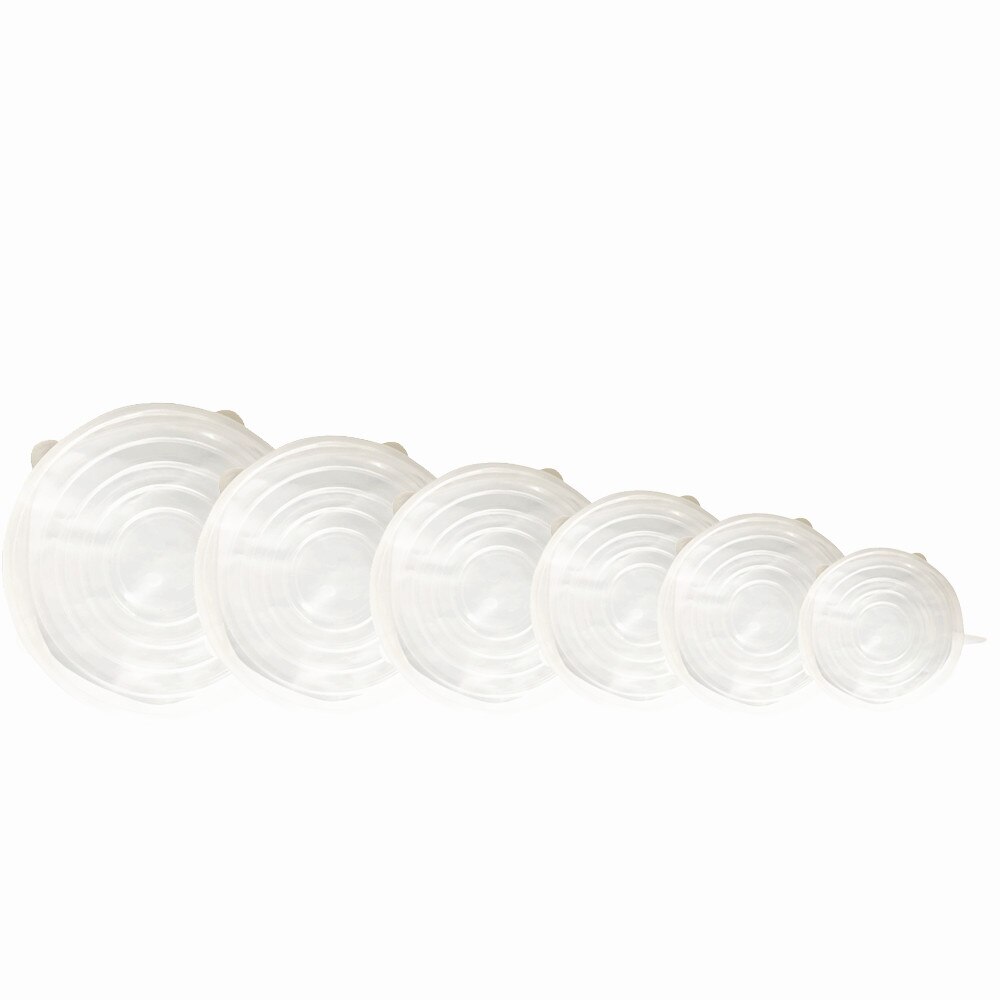 Set de couvercles réutilisables universels pour nourriture, 12 pièces, protection alimentaire en Silicone extensible, capuchon magique pour aliments, pour la nourriture: 6Pcs roundWhite