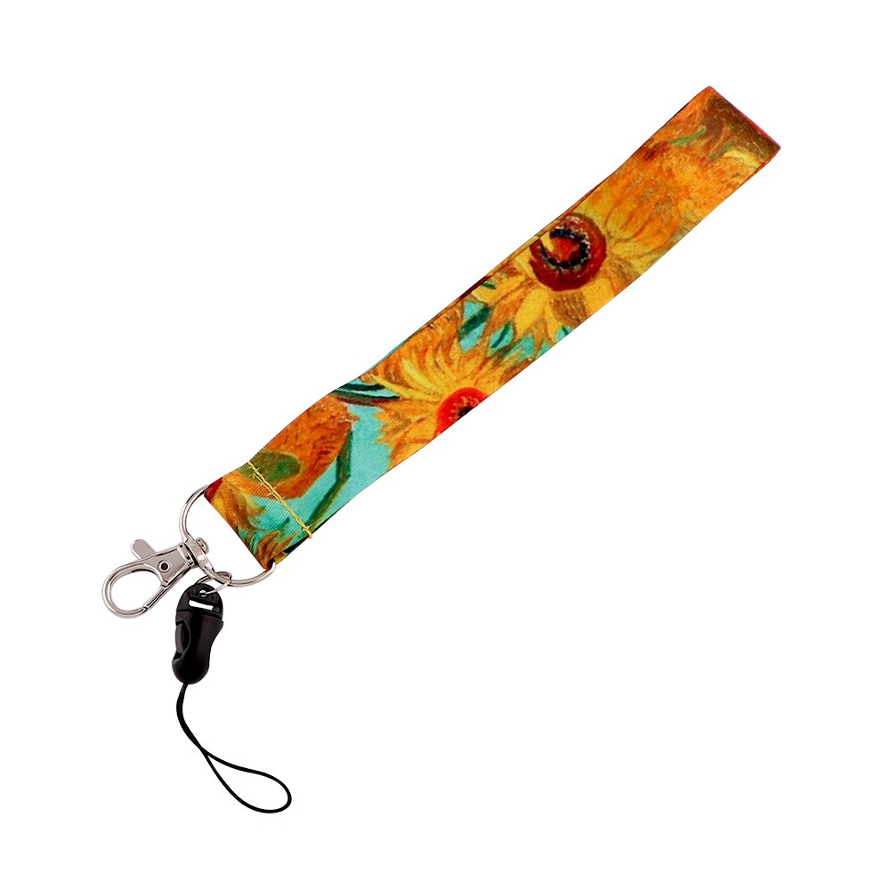 PC3496 Zonnebloemen Hond Poot Monarch Vlinder Schilderen Kunst Sleutelhanger Lanyard Neck Strap Voor Telefoon Keys Id Kaart Korte lanyard