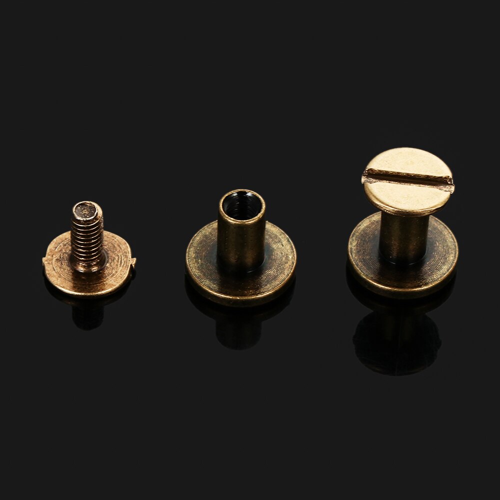 10 stk bagasje skinn metall håndverk solid skrue spiker nagler diy dobbel buet rundt hode klær/veske/sko/belte/reim nagler: Bronse / 6.5mm