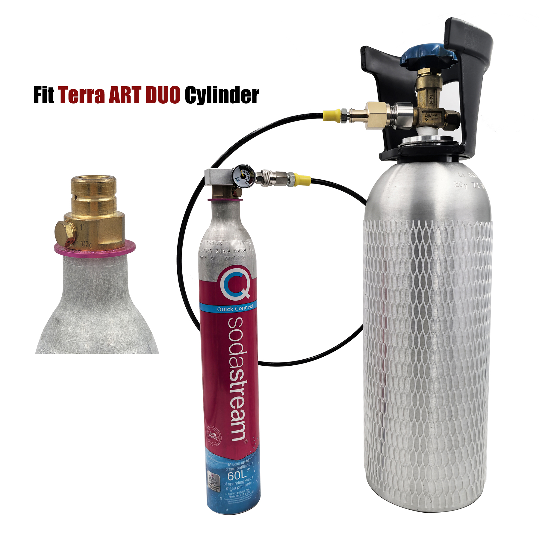 Adaptador de llenado de cilindro de dióxido de carbono 2025, manguera, estación de llenado de repuesto de carbonatador para botella de cilindro de CO2 rosa DUO Terra Art Gaia