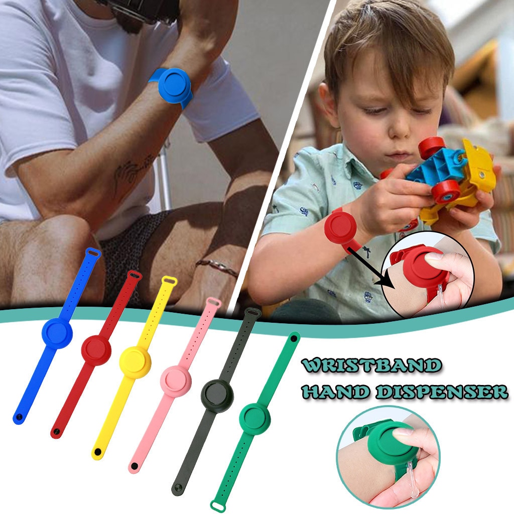 6 unidades de desinfectante líquido para manos para niños y adultos, subpaquete de silicona, pulsera, pulsera, dispensador de mano, banda de muñeca portátil: Default Title