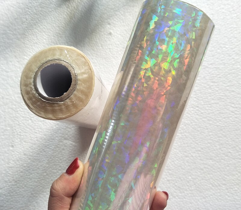 Holografisk folie transparent folie  y04 stempling til papir eller plast 16cm x120m knust glas