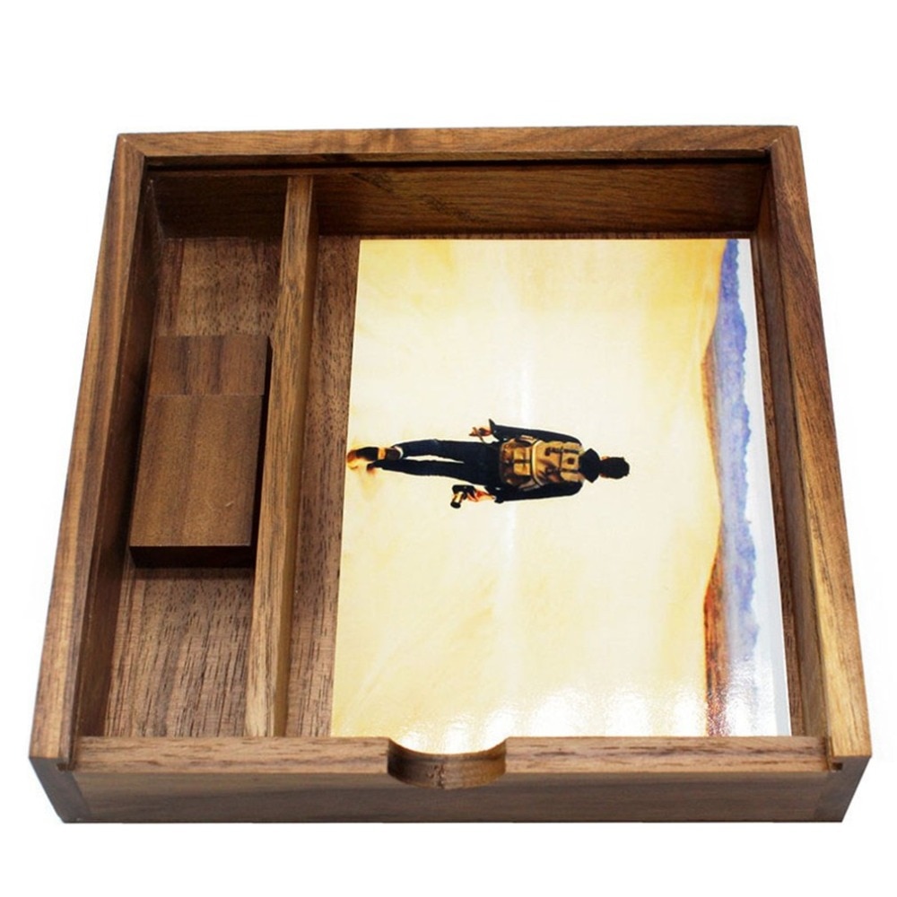 180*180*50mm Maple/Walnut Wood Photo Unique Album Box Collection Box DIY Wedding Memory