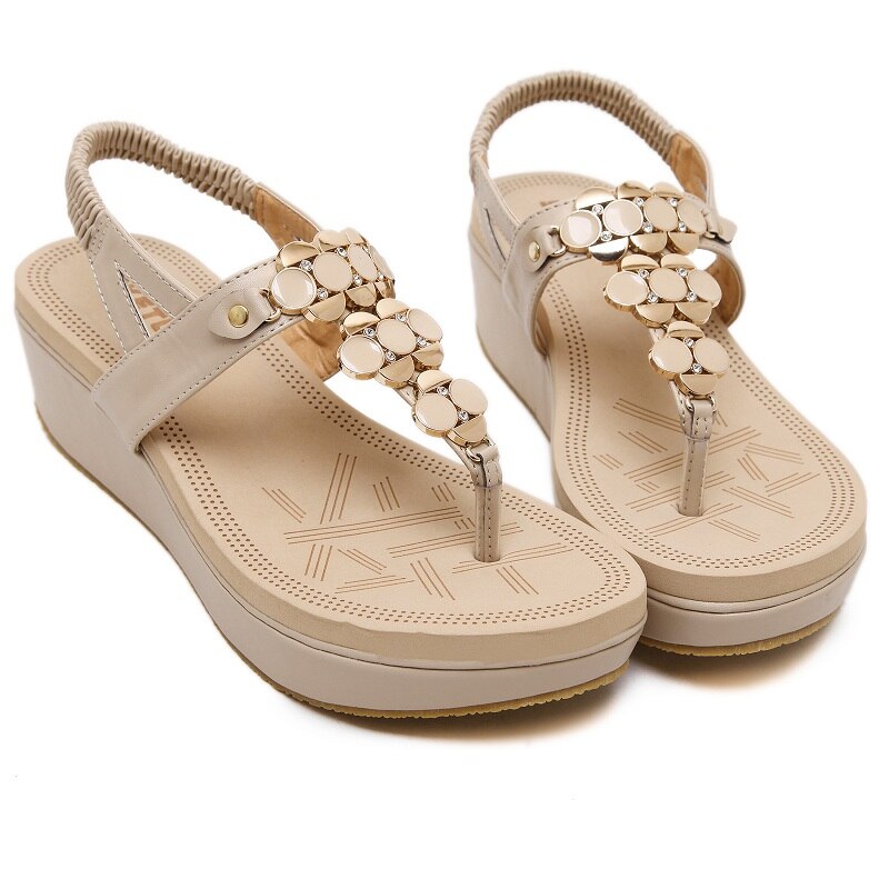 SIKETU Woman Sandals Summer shoes Women Casual Comfortable Wedges Open Toe Sandals Women's Sandals: apricot / 7.5
