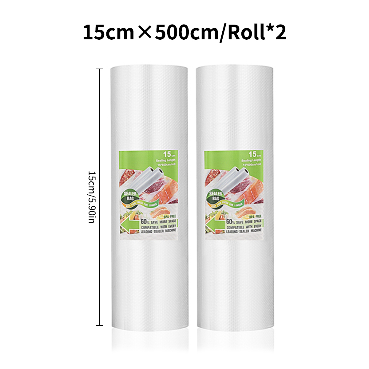 Bolsas de vacío para alimentos, bolsa selladora al vacío, alimentos frescos, mantenimiento largo, 12 + 15 + 20 + 25 + 30cm * 500cm, rollos/lote de bolsas para envasadora al vacío: Rose Gold