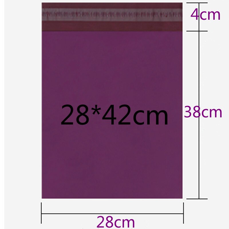 50pcs/lots Purple Tote Bag Express Bag Courier Bags Self-Seal Adhesive Thick Waterproof Plastic Poly Envelope Mailing Bags: 28x42 cm