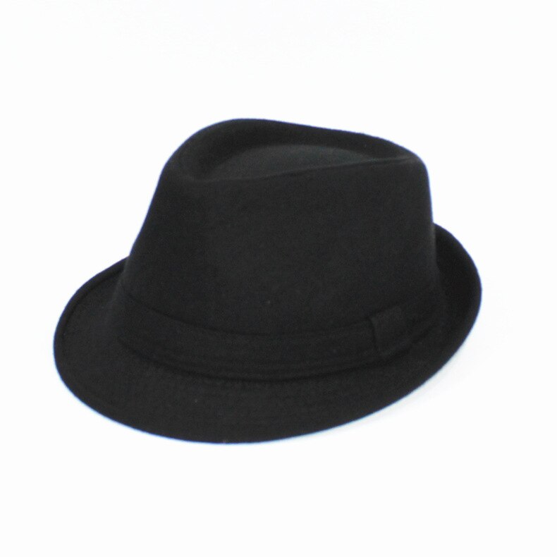 Efterår og vinter ældre mænd uld hatte, mandlig tyk varm filt trilby hat udendørs jazz hat: Sort