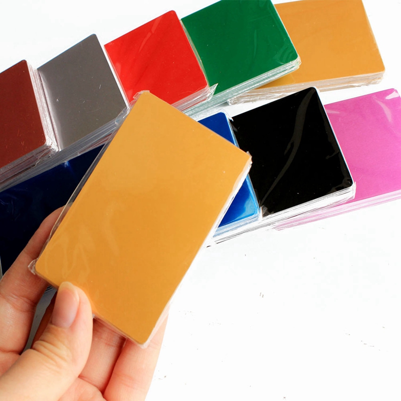 100PCS Mixed Color Aluminum Alloy Card Engraving Metal Business Visit Business Card Blank 0.2mm Thick