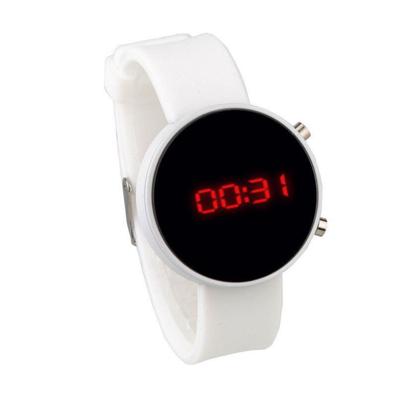 Sport smart digitalt ur kvinder led dato display silikone rem armbånd ure mænd elektroniske armbåndsure børn ur: Hvid