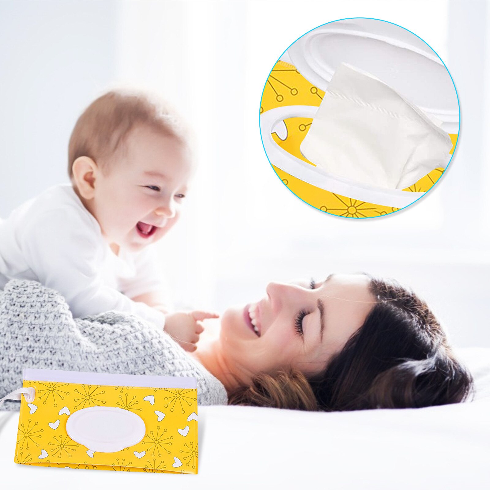 Sac à lingettes humides Portable, conteneur réutilisable, , pratique pour voyage, sangle à pression Eva