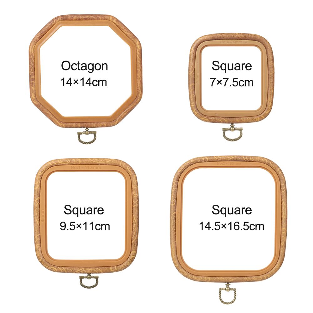 Wood Grain Embroidered Stretch Tool Plastic Octagon Square Embroidery Hoop DIY Crafts Needlecraft Handmade Sewing Accessories