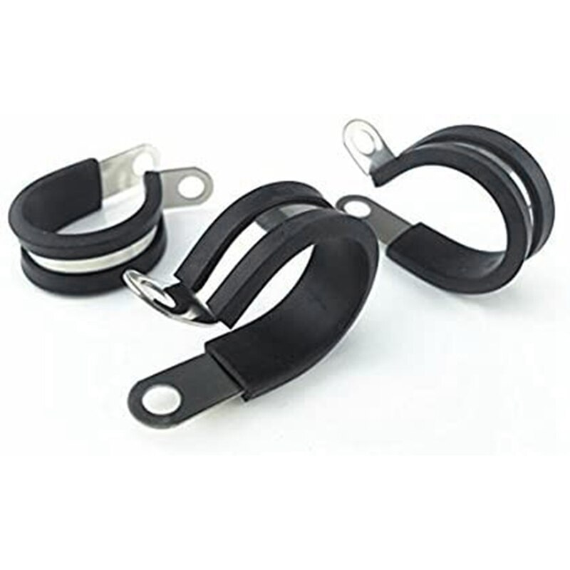 54Pcs Cable Clamps Assortment Kit, Stainless Steel Rubber Cushion Pipe Clamps in 6 Sizes 3/4Inch 5/8 Inch 1/2 Inch ETC