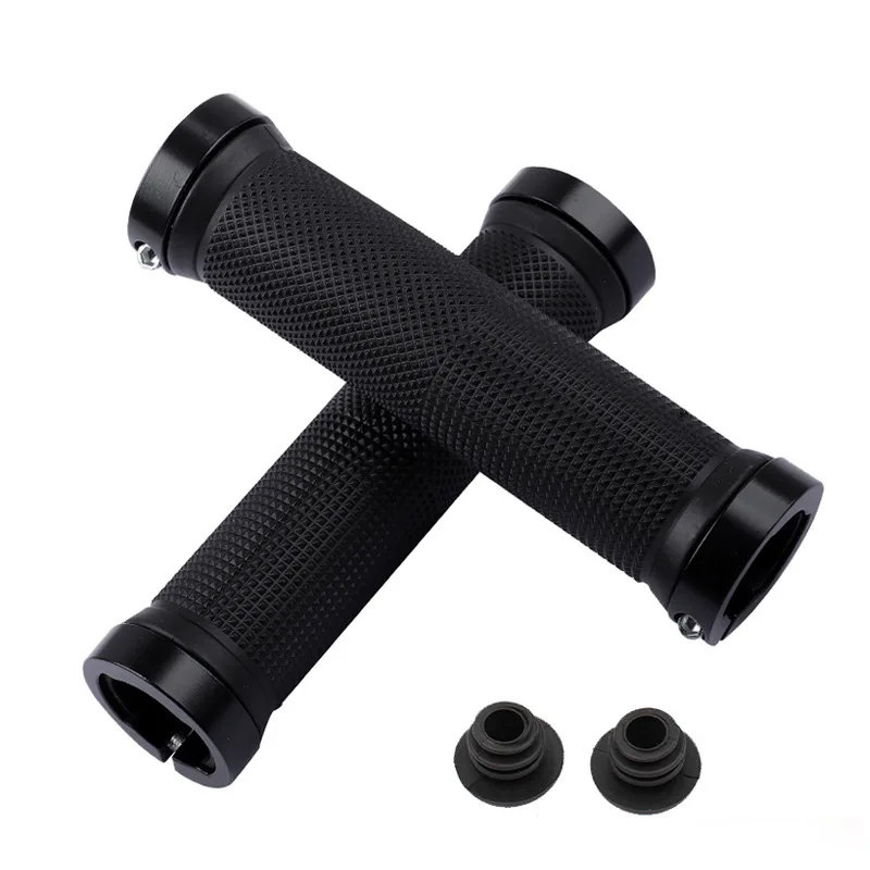 Empuñaduras de goma para bicicleta, bloqueo de aleación de montaña, empuñaduras de manillar de bloqueo Bilateral, funda antideslizante para manillar de ciclismo, accesorios para bicicleta BMX: YELLOW