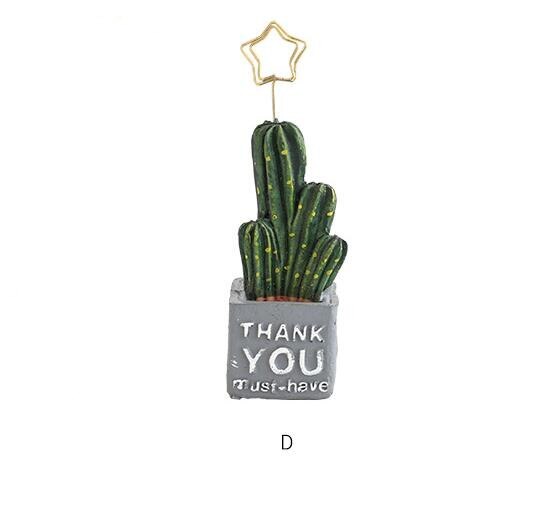 Clip Photo de mariage en résine, Cactus Kawaii, carte de Message, bureau, décoration de Table pour la maison: D