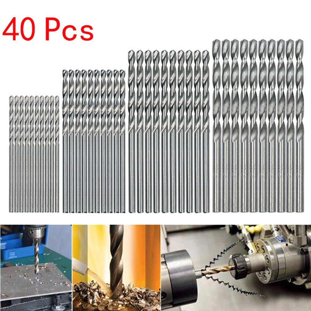 40 Pcs Mini Drill HSS Bit 0.5mm-2.0mm Straight Shank PCB Drill Bits Set: Bronze