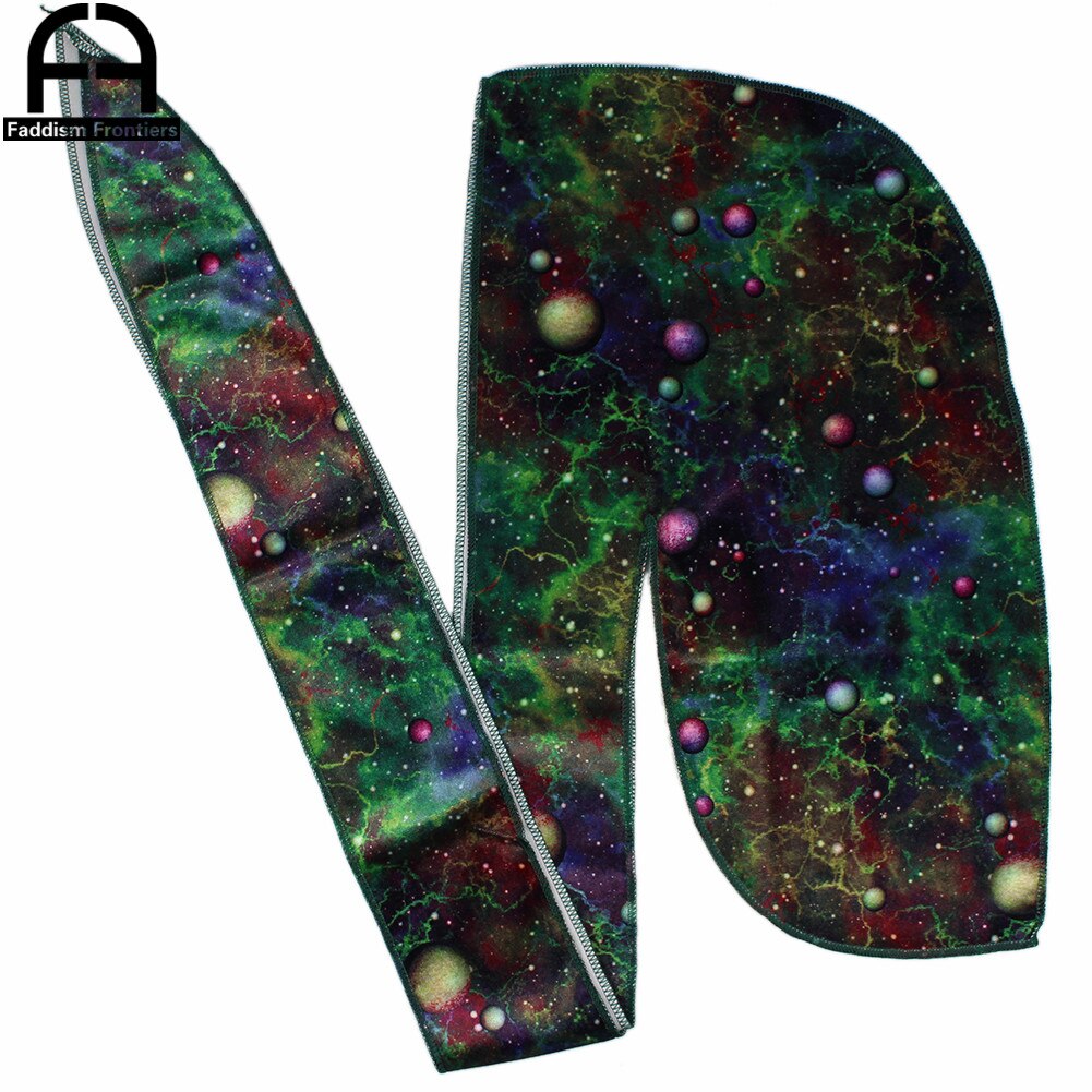 Space printing velour durag bandanas til mænd vinter men velvet durags headwrap wave cap do durag