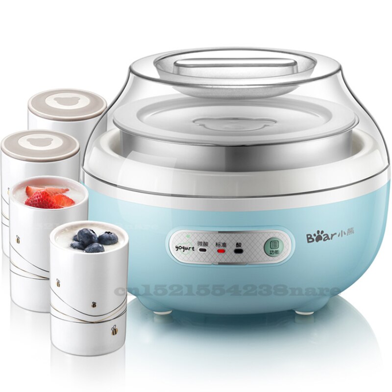 22%, thuis Automatische Yoghurt Machine Mini Yoghurt Maker Rvs Pot Siliconen Yoghurt Deksels 3 Gear Met 4 Keramiek Yoghurt Cup
