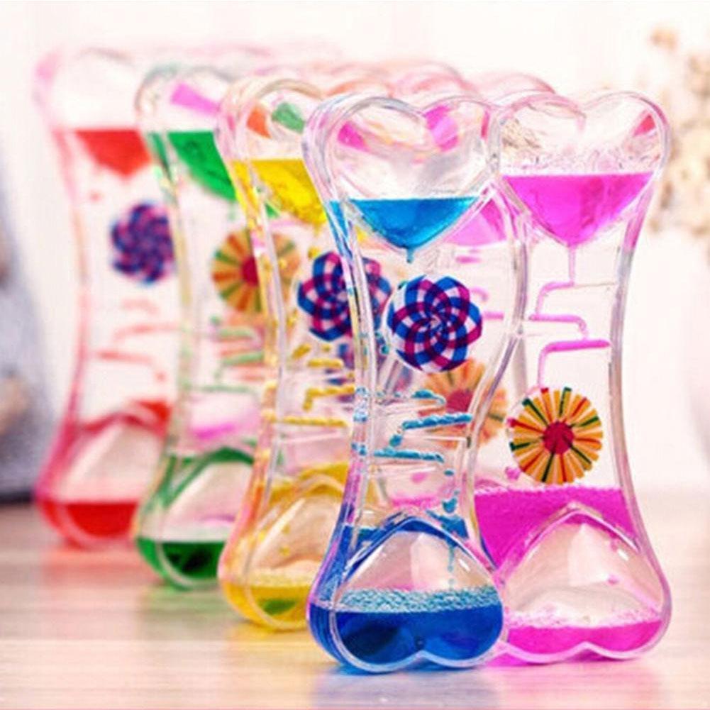 Water Sports Bubble Timer Double Heart Windmill Oil Water Leak Decompression Oil Toy E3F6