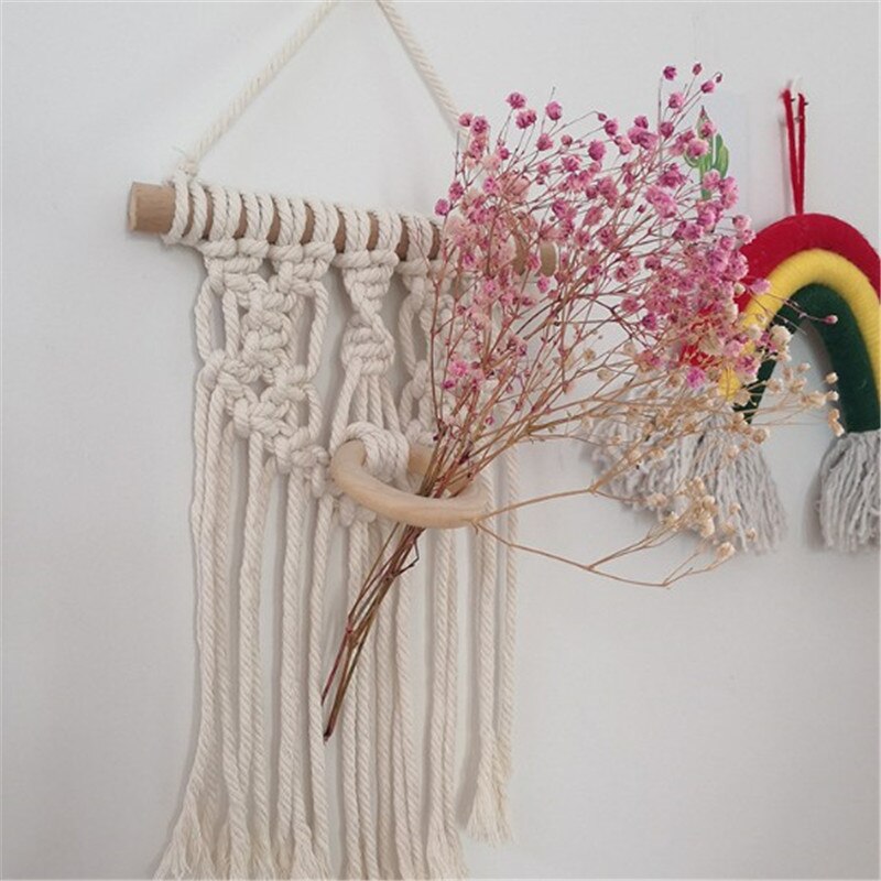 Macrame Wall Hanging Tapestry Handmade Cotton Woven Nordic Backdrop Boho Kids Room Home Decoration Wedding Photo Props