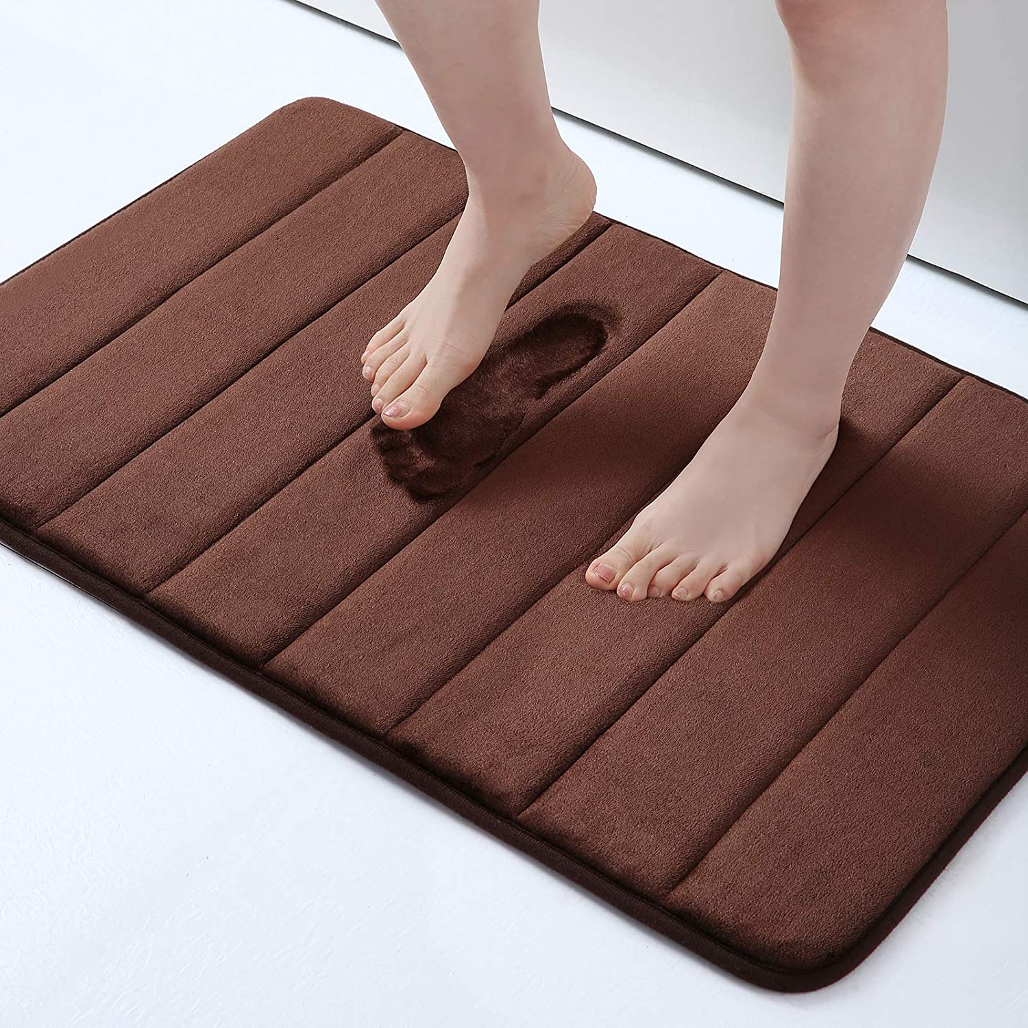 Soft Bathroom Mat Home Shower Cotton Bath Rug Corridor Coral Fleece Water Absorbent Carpet Anti-slip Product Kitchen Floor Set: coffee-A 40x60