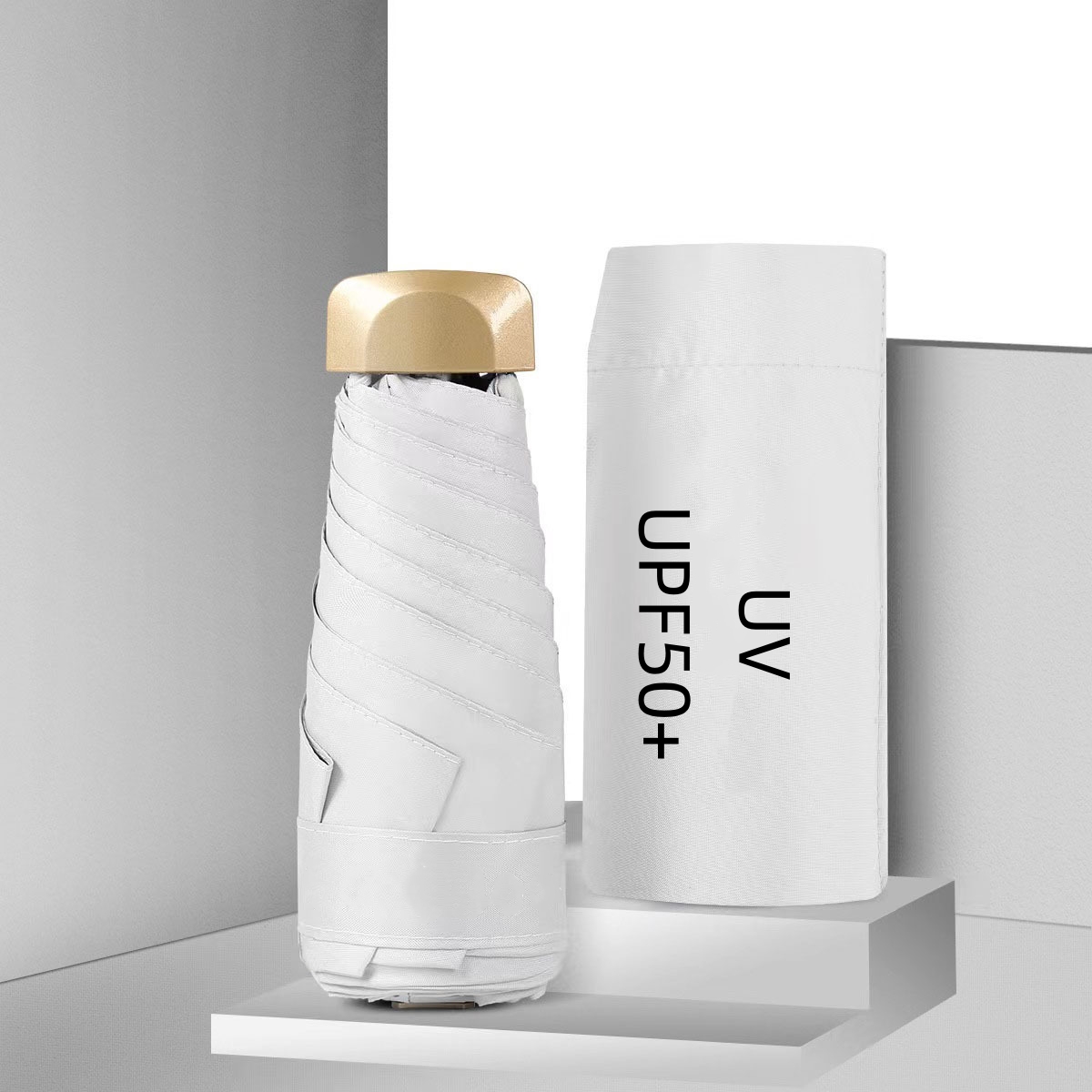 Mini Pocket Umbrella Small Sun Rain Umbrella Vinyl Folding Umbrella UV Ultraviolet Protection Sun Shade Pocket Parasol Capsule: Blue