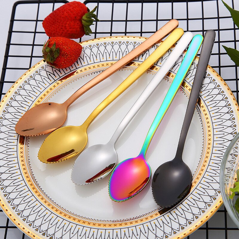 Cuillère à Dessert, cuillère, pamplemousse, fruits en forme de fruits en acier inoxydable, enfants ustensiles de table pour bébés, Gadget de cuisine accessoires de cuisine 6 pièces