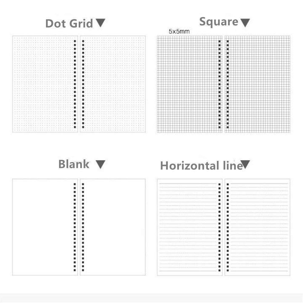 A5/a6/b5 klare pp frostet omslag notesbog prik gitter/firkantet/blanke/linjesider spole notesbog med bandage skolepapir: Vandret linje / B5