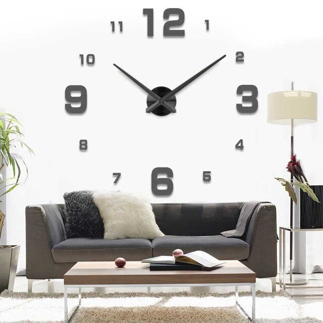 3D wall clock clocks reloj de pared watch 3d diy Acrylic mirror Stickers Quartz Modern Home Decoration: Dark Gray / 47inch