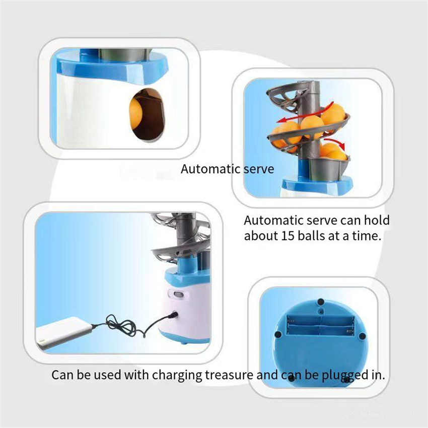 Portable Table Tennis Ball Pitcher Dual Power Supply Version Ping Pong Ball Robot Pitching Machine For Trainers